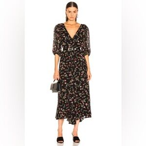 GANNI- Elm Floral-print Georgette MIDI Dress